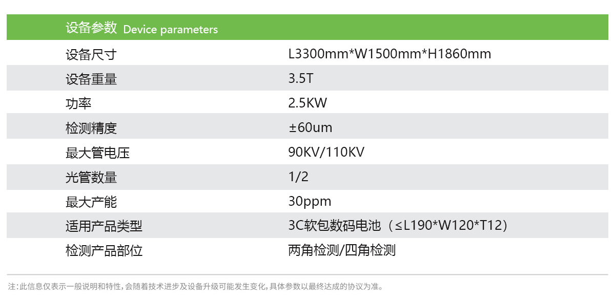 日聯(lián)科技鋰電池檢測設備參數(shù)