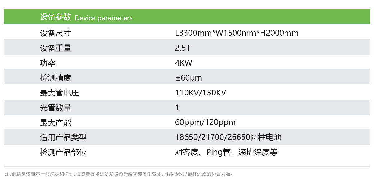 日聯(lián)科技鋰電池檢測設(shè)備參數(shù)